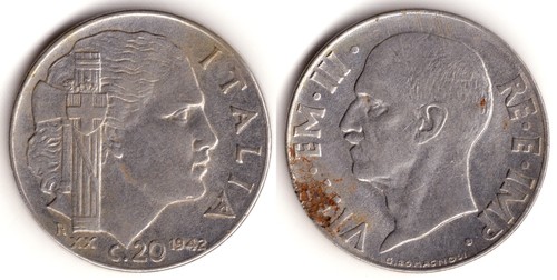 Italia centesimi 1942 - italia, centesimi,
