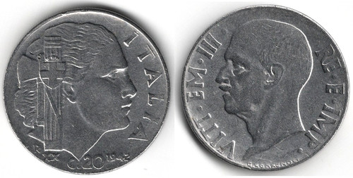 Italia centesimi 1942 - 20, centesimi,